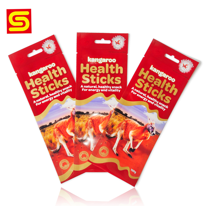 Plastic Three Side Seal Pouches for Snack Sticks Packaging