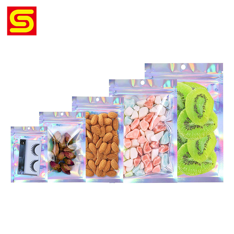Three Side Seal One Side Transparent Pouch for Dried Snacks Packaging